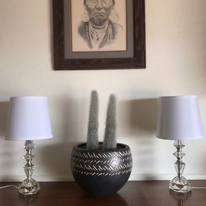 Pair of vintage glass lamps